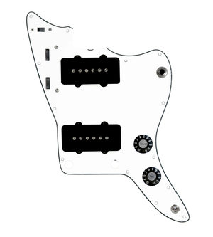 920D Custom JM Grit Loaded Pickguard for Jazzmaster With Black Pickups and Knobs ,  White Pickguard, and JMH-V Wiring Harness