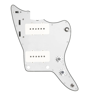 920D Custom JM Grit Loaded Pickguard for Jazzmaster With White Pickups and Knobs ,  Parchment Pickguard, and JMH-V Wiring Harness