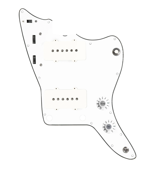 920D Custom JM Grit Loaded Pickguard for Jazzmaster With White Pickups and Knobs ,  White Pickguard, and JMH-V Wiring Harness