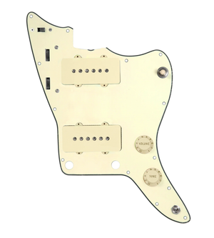 920D Custom JM Vintage Loaded Pickguard for Jazzmaster With Aged White Pickups and Knobs, Cream Pickguard, and JMH-V Wiring Harness