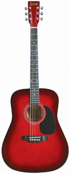 Lauren LA125 6-String Dreadnought Acoustic Guitar - Red, Redburst Finish