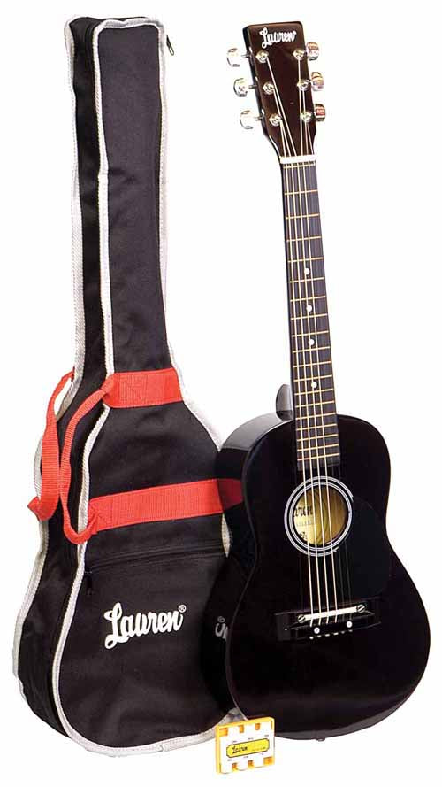 Lauren BLACK 30" Kid's Child's Acoustic Guitar Package w/ Bag, Tuner & Picks