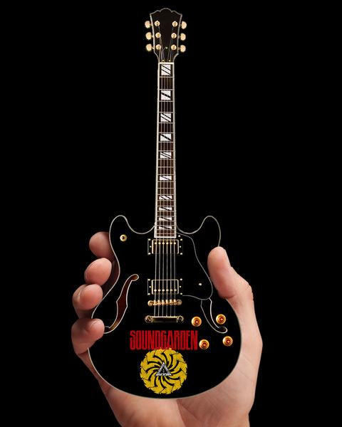 AXE HEAVEN Soundgarden Logo Signature Chris Cornell Black Hollow Body Miniature Guitar Gift