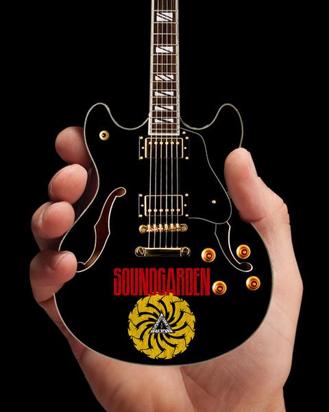 AXE HEAVEN Soundgarden Logo Signature Chris Cornell Black Hollow Body Miniature Guitar Gift