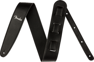 Genuine Fender Vegan Leather Guitar Strap, Black, 2.5"