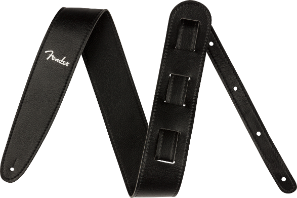 Genuine Fender Vegan Leather Guitar Strap, Black, 2.5"