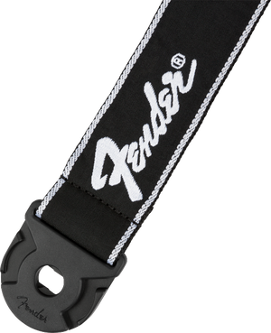 Fender 2" Quick Grip Locking Ends Guitar Strap, Black with White Running Logo