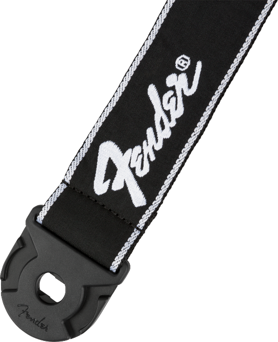 Fender 2" Quick Grip Locking Ends Guitar Strap, Black with White Running Logo