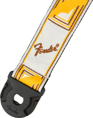 Fender 2" Quick Grip Monogram Locking Ends Guitar Strap, White/Yellow/Brown