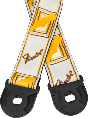 Fender 2" Quick Grip Monogram Locking Ends Guitar Strap, White/Yellow/Brown