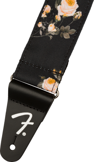 Genuine Fender 2" Floral  Guitar Strap, Black, 099-0638-006