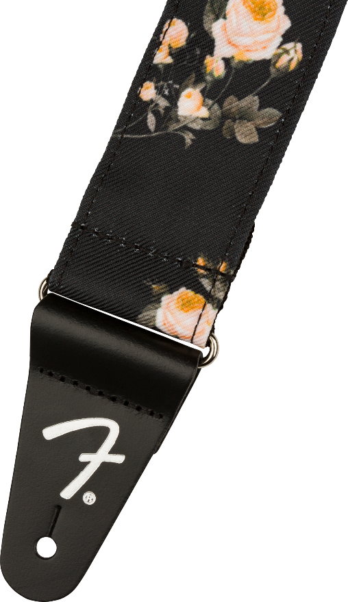 Genuine Fender 2" Floral  Guitar Strap, Black, 099-0638-006
