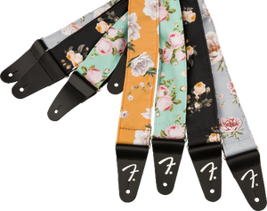 Genuine Fender 2" Floral Guitar Strap, Gray, 099-0638-043