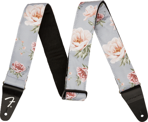 Genuine Fender 2" Floral Guitar Strap, Gray, 099-0638-043