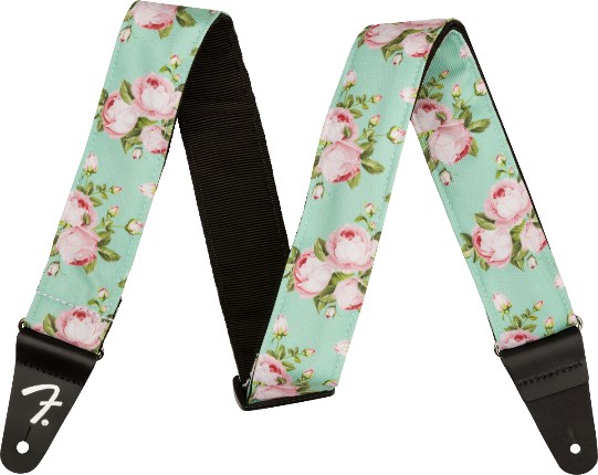 Genuine Fender 2" Floral Guitar Strap, Surf Green, 099-0638-049