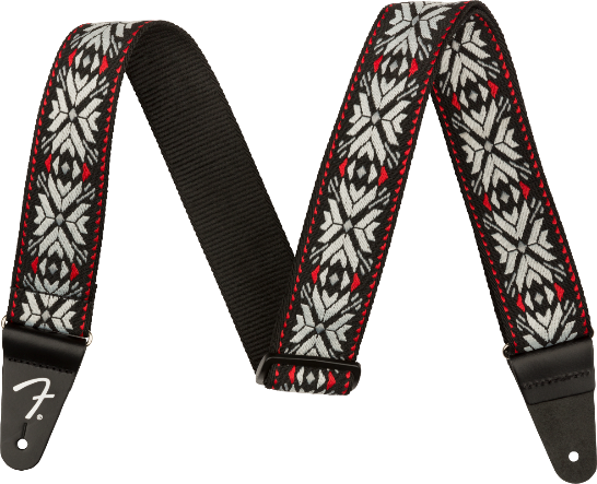 Genuine Fender 2" Pasadena Woven Guitar Strap, Red Snowflake, 099-0638-026