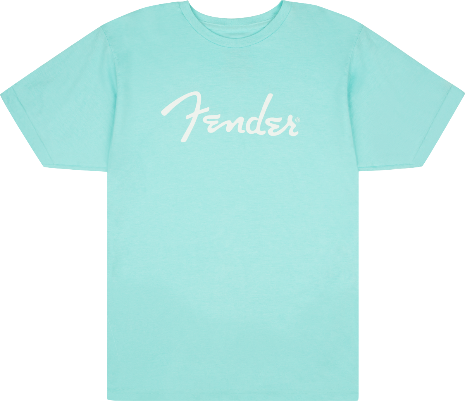 Genuine Fender Guitars Spaghetti Logo T-Shirt, Daphne Blue, L, LARGE