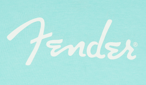 Genuine Fender Guitars Spaghetti Logo T-Shirt, Daphne Blue, M, MEDIUM