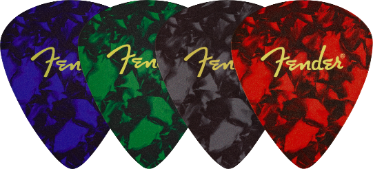 Genuine Fender Guitar Pick Shape Logo Coasters Gift, 4-Pack, Multi-Color