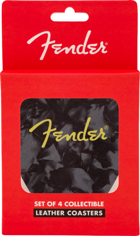 Genuine Fender Guitar Pick Shape Logo Coasters Gift, 4-Pack, Multi-Color