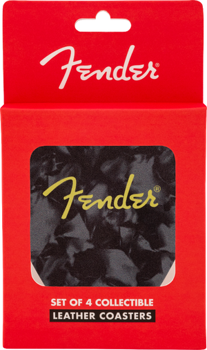 Genuine Fender Guitar Pick Shape Logo Coasters Gift, 4-Pack, Multi-Color