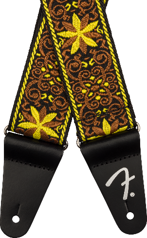 Genuine Fender 2" Pasadena Woven Guitar Strap, Yellow Wallflower