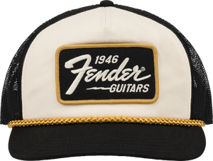 Fender Guitars 1946 Gold Braid Hat, Mesh Back, Cream/Black, One Size