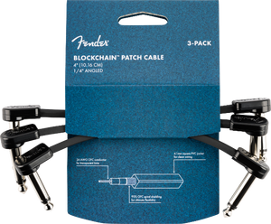 Fender Blockchain 4" Pedal Patch Cables, 3-Pack, Angle/Angle