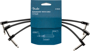 Fender Blockchain 8" Pedal Cables, 3-pack, Angle/Angle