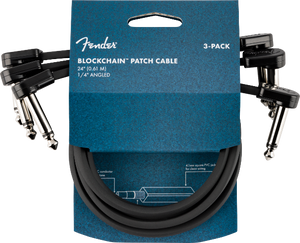 Fender Blockchain 24" Pedal Patch Cables, 3-pack, Angle/Angle