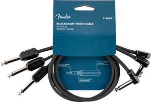 Fender Blockchain 16" Pedal Patch Cables, 3-pack, Straight/Angled