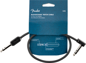 Fender Blockchain 16" Patch Cable, Stereo TRS, Straight/Angle