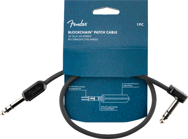 Fender Blockchain 16" Patch Cable, Stereo TRS, Straight/Angle