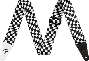 Genuine Fender 2" Wavy Checkered Polyester Strap, Black/White