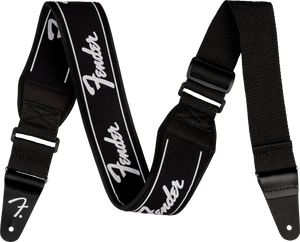 Fender Swell Neoprene Running Logo Guitar Strap, 2.5" Wide, Black
