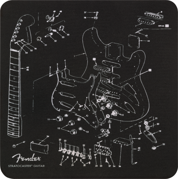 Genuine Fender Guitars Mousepad Gift, Exploded Stratocaster Blueprint