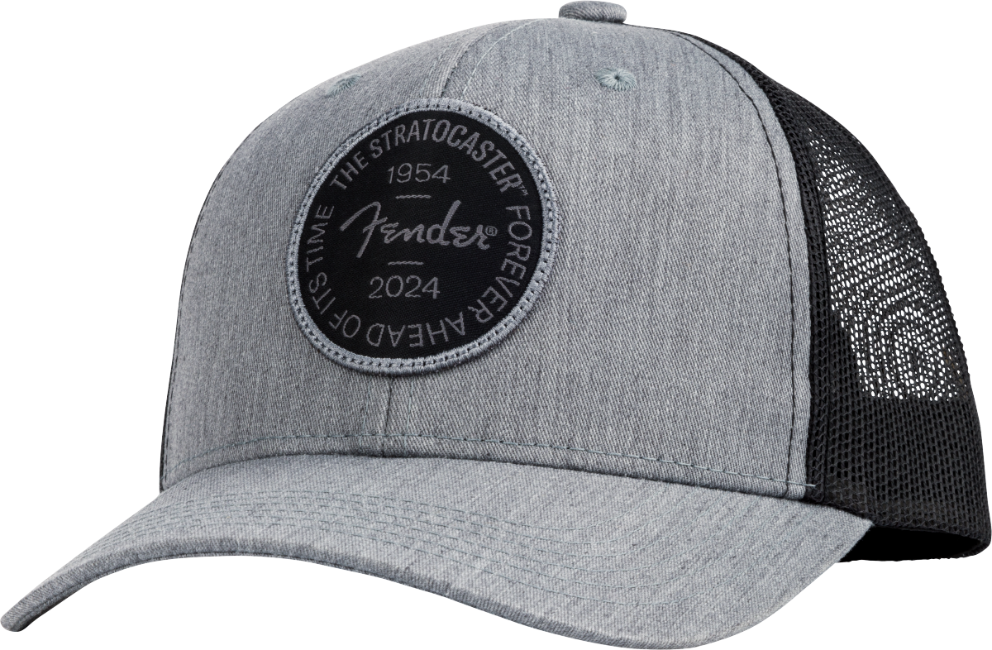 Fender Guitars Stratocaster 70th Anniversary Badge Hat, Gray Heather, One Size