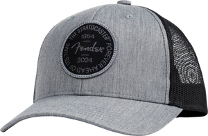 Fender Guitars Stratocaster 70th Anniversary Badge Hat, Gray Heather, One Size