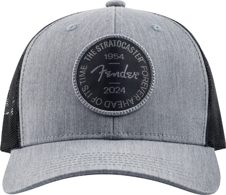 Fender Guitars Stratocaster 70th Anniversary Badge Hat, Gray Heather, One Size
