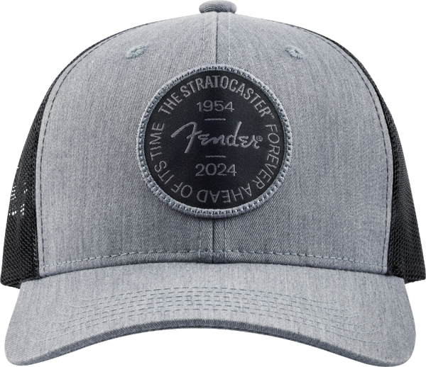 Fender Guitars Stratocaster 70th Anniversary Badge Hat, Gray Heather, One Size