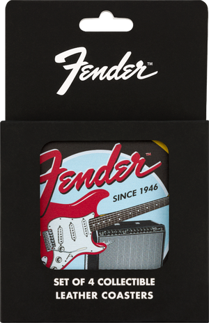 Genuine Fender 1946 Guitars & Amps Coaster Set Gift, 4-Pack