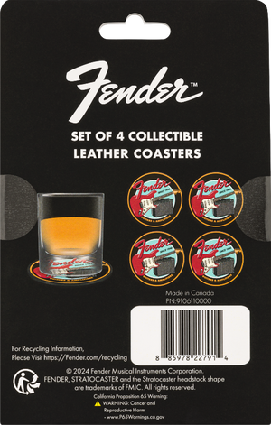 Genuine Fender 1946 Guitars & Amps Coaster Set Gift, 4-Pack