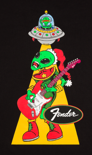 Genuine Fender Ugly Christmas Tee, Alien, Black, XL, X-Large