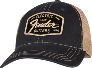 Genuine Fender Transition Logo Patch Hat, Black/Stone, One Size