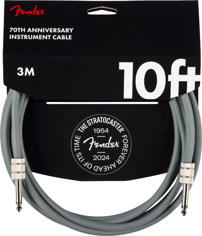 Genuine Fender 70th Anniversary Guitar/Bass Instrument Cable, Gray, 10'