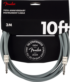 Genuine Fender 70th Anniversary Guitar/Bass Instrument Cable, Gray, 10'