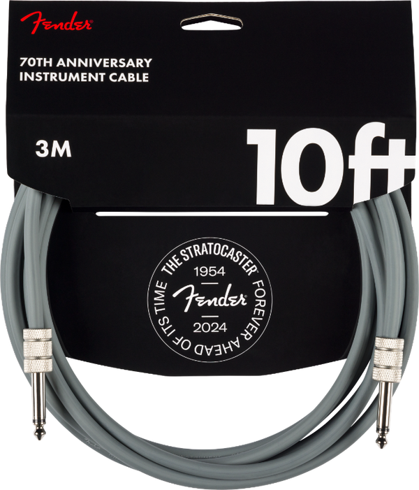 Genuine Fender 70th Anniversary Guitar/Bass Instrument Cable, Gray, 10'