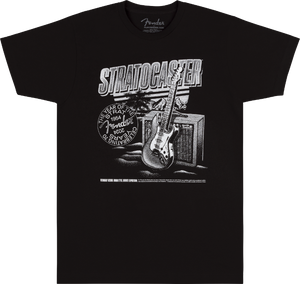 Genuine Fender Guitars Stratocaster/Strat 70th Anniversary, Tee, Black, S, Small