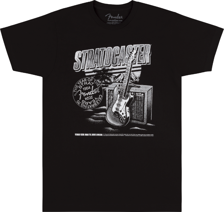 Genuine Fender Stratocaster/Strat 70th Anniversary, Tee, Black, XL, X-Large