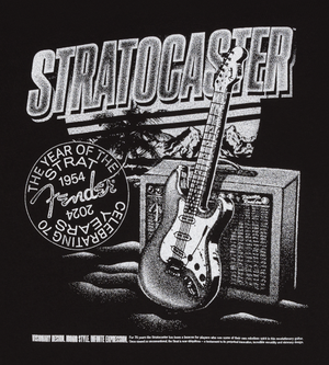 Genuine Fender Stratocaster/Strat 70th Anniversary, Tee, Black, XL, X-Large